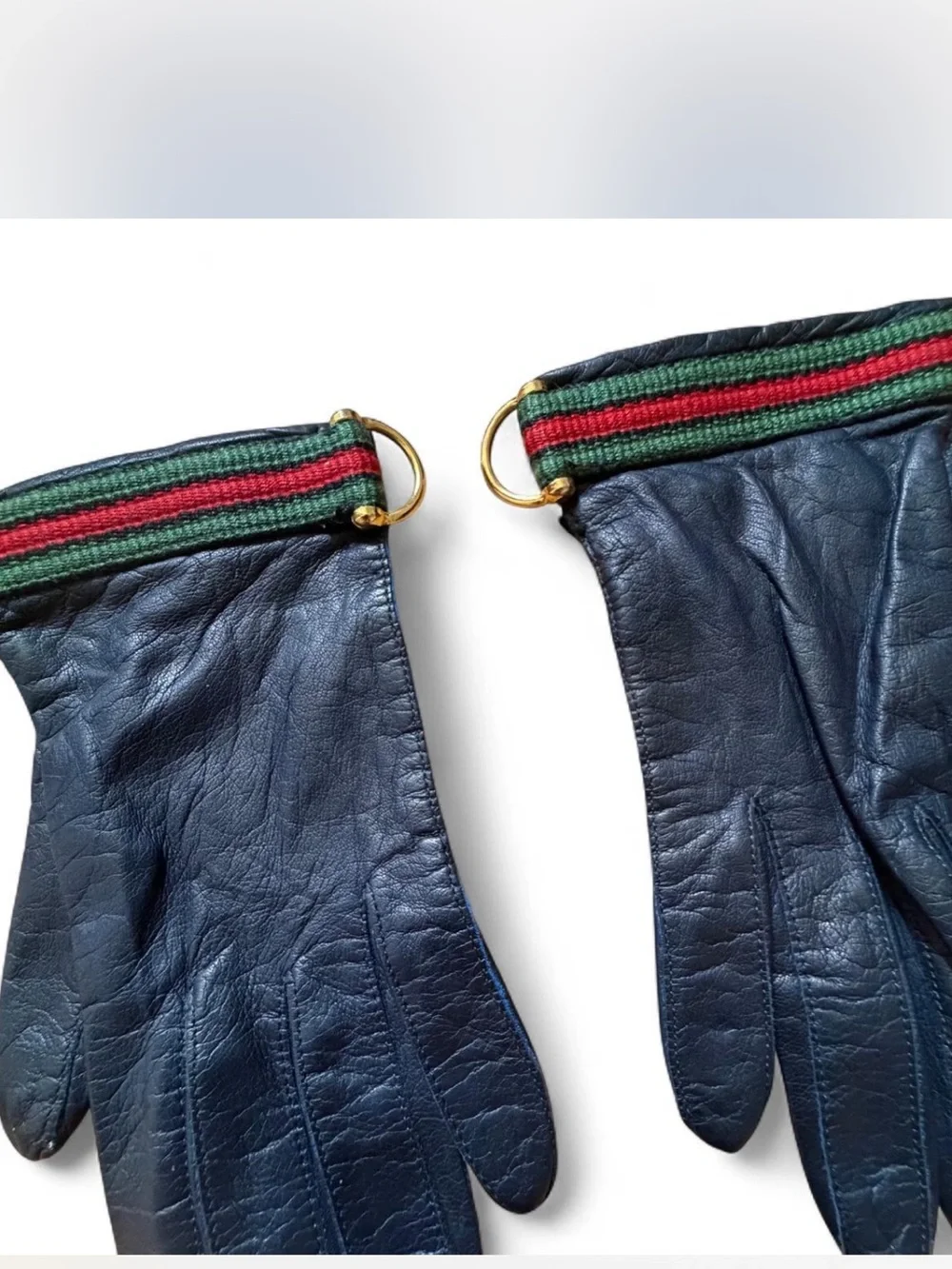 B Altman & Co Fifth Avenue Leather Gloves navy blue